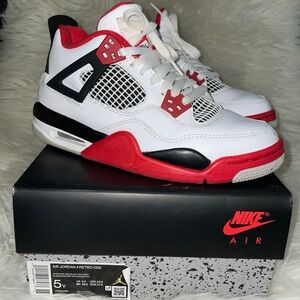 Fire Red Air Jordan 4 Retros (GS) 5Y